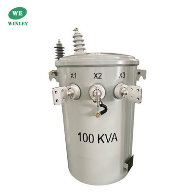 acheter 100KVA Pôle monophasique monté dans un transformateur de distribution huile immergée dans un réservoir 12470V 304SS rempli de liquide Pôle monté fabrication en ligne