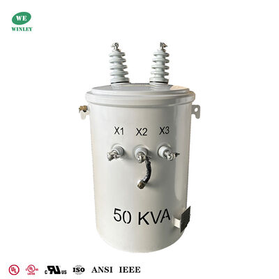 acheter 50kva Pole Mounted Transformer 12.47kv To 277v Oil Filled Distribution Electric Pole Transformer UL Listed fabrication en ligne