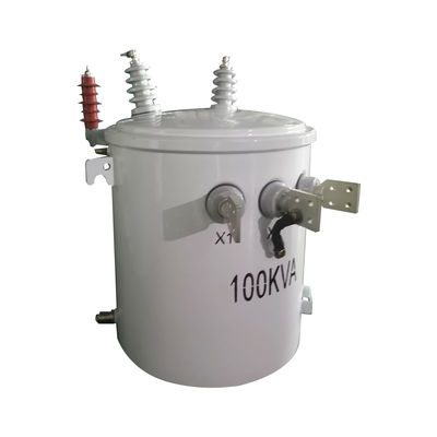 Transformateurs de type huile montés sur un pôle monophasique de 100 KVA de 13,8 KV à 0,24 KV