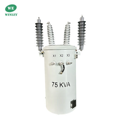 Transformateur de puissance électrique de 75kva monté sur un poteau, transformateur à huile immergé 22860V