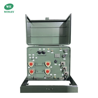 Transformateur à plateau unique en phase, distribution immergée dans l'huile, 25kva 12,47KV, type boîte combinée extérieure