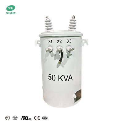 Transformateur à pôle unique de 50 KVA certifié UL Transformateur de distribution d'énergie de type huile 13200V à 120V