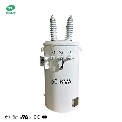 Transformateur de distribution aérienne de 50 KVA monté de 24940V à 120V DOE 2016 Efficacité certifiée UL/cUL