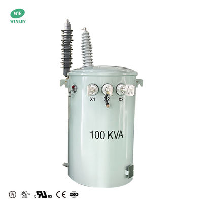 Transformateur monophasé de 100 kVA, monté sur poteau, double enroulement, transformateur de distribution d'énergie immergé dans l'huile, 34,5 kV à 120 V, ANSI IEEE, avec certification UL