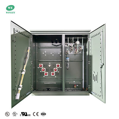 Transformateur de distribution triphasé monté sur socle, immergé dans l'huile, 3750 kVA, abaisseur, 34500 V vers 480Y, ANSI IEEE DOE 2016, certifié UL