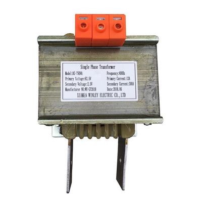 Transformateur de contrôle de tension monophasé de 750VA 300A 12A 400Hz 62.5V à 2.5V